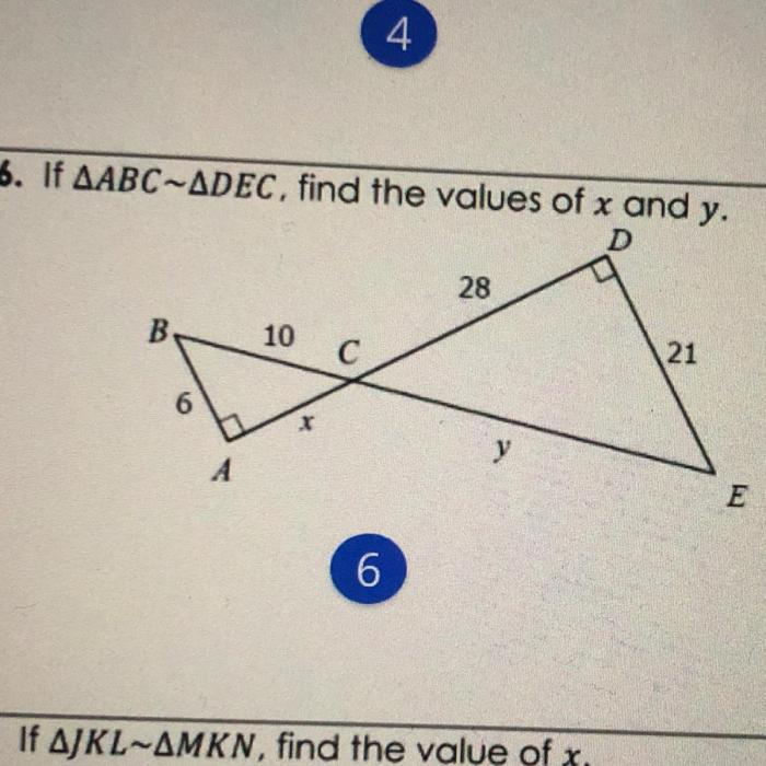 If abc dec find the value of x and y