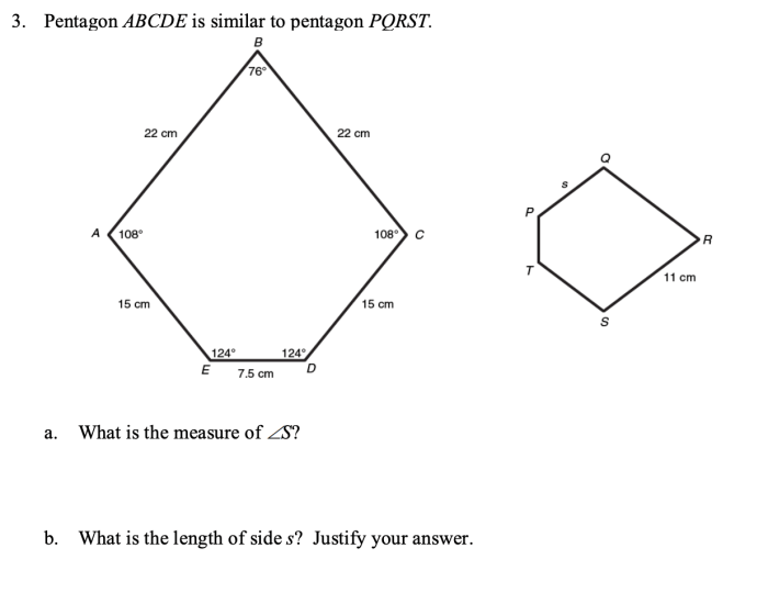 Pentagon abcde is similar to pentagon pqrst