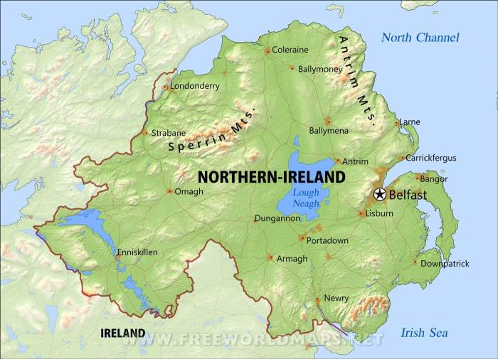 Map of ireland with mountains