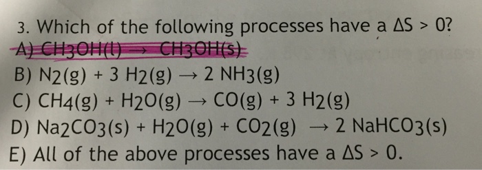 Which of the following processes have a δs 0